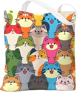Cute Canvas Tote Bag for Women, Book Totebag with Zipper Pocket