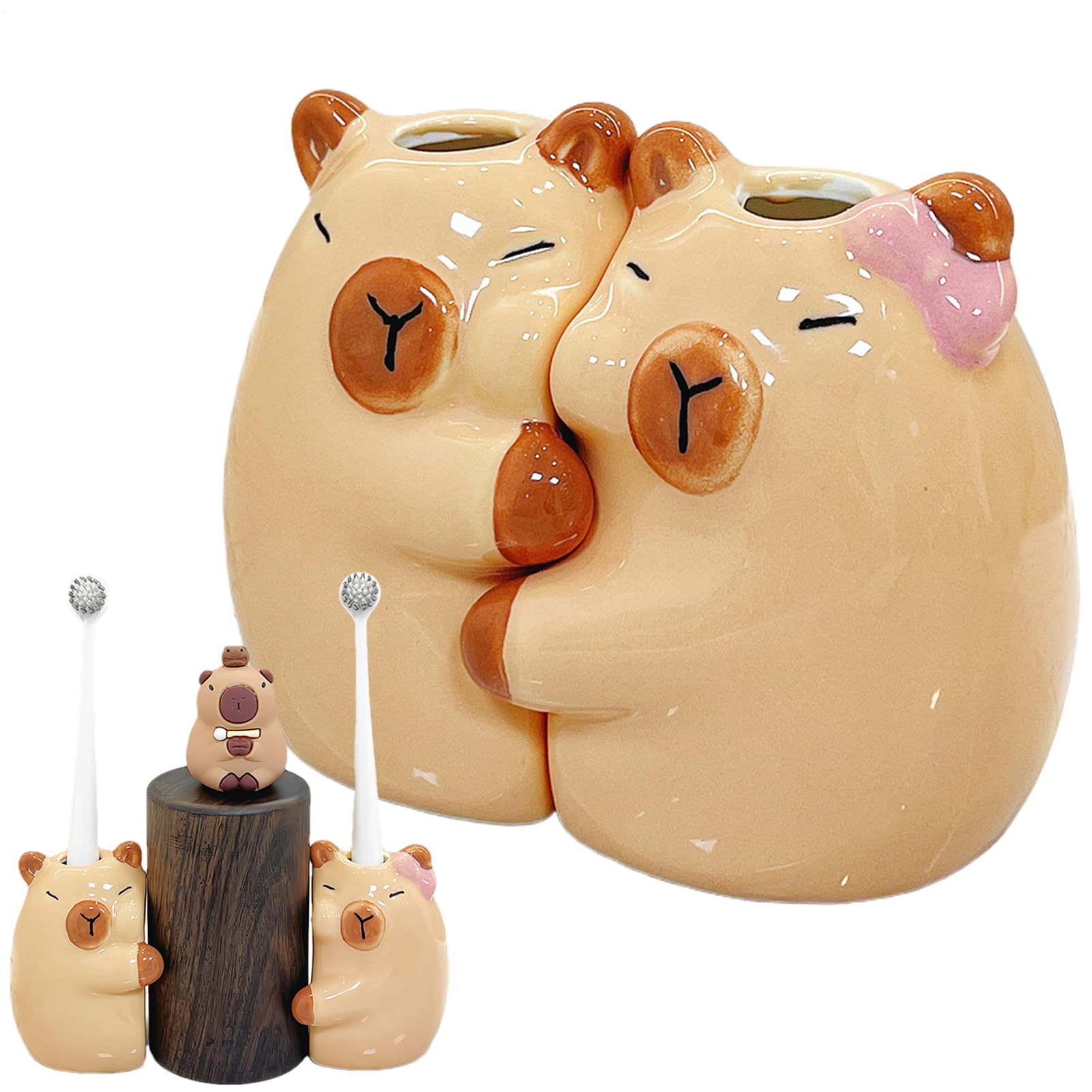 Porte-brosse à dents Capybara en céramique pour salle de bain