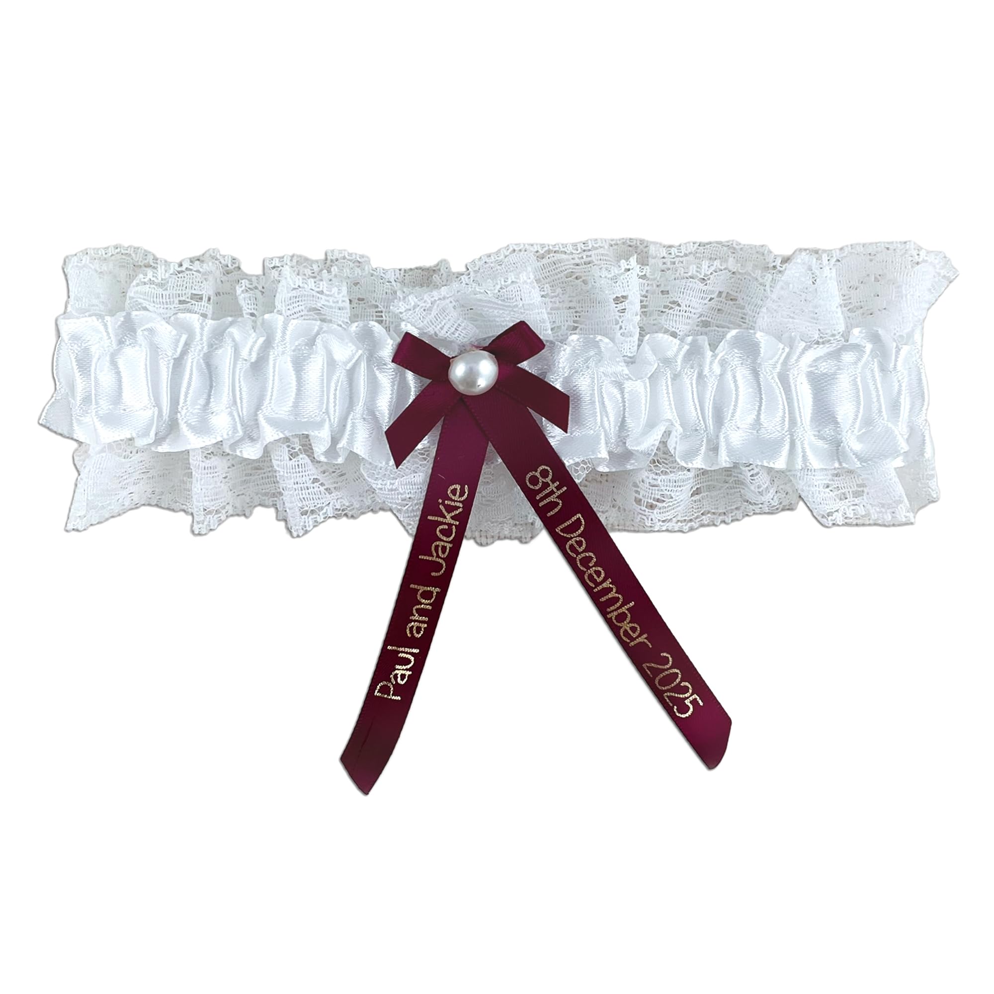 Fuzzy Cactus Burgundy Personalised Garter - Bride To Be Garters - Something Blue - Wedding Or Hen Party