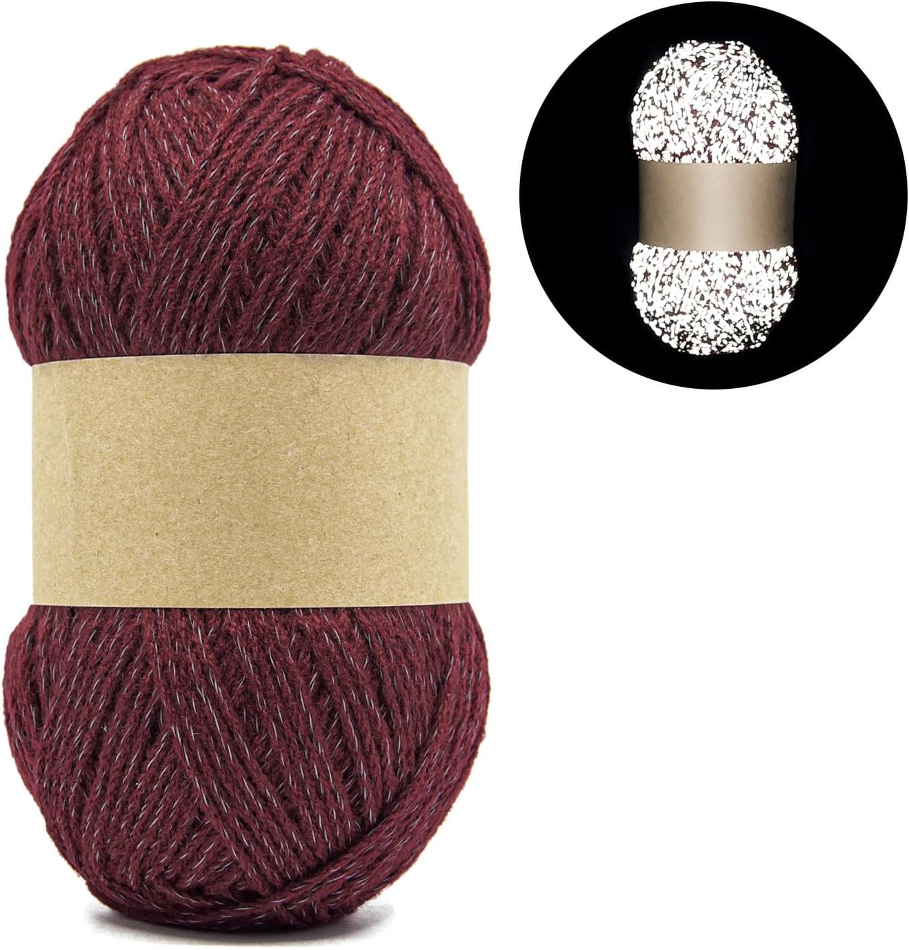 Reflective Yarn,Crocheting/Knitting Scarves,Hats,Socks,Masks and Other Glow in The Dark Yarn Projects,Reflective Thread has 230 Yards/3.5oz per roll (White-1)
