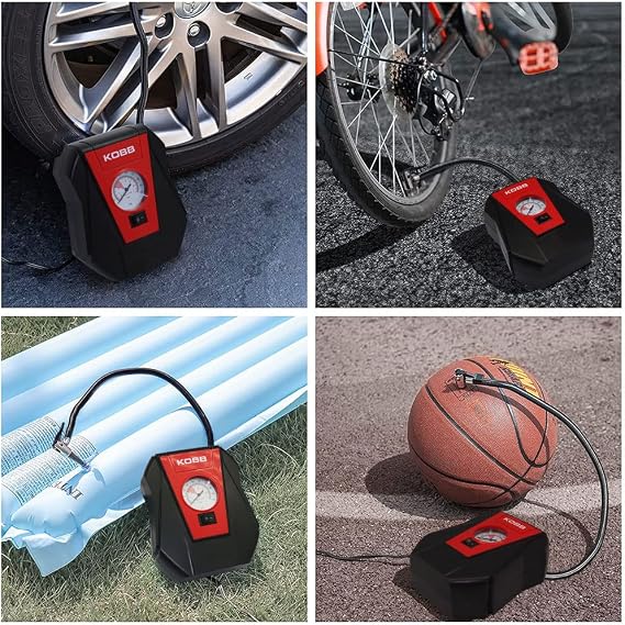 KOBB KB100 12Volt 100 PSI Air Pump with Analog Indicator, Red/Black