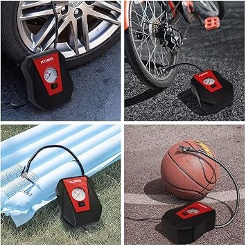 KOBB KB100 12Volt 100 PSI Air Pump with Analog Indicator, Red/Black