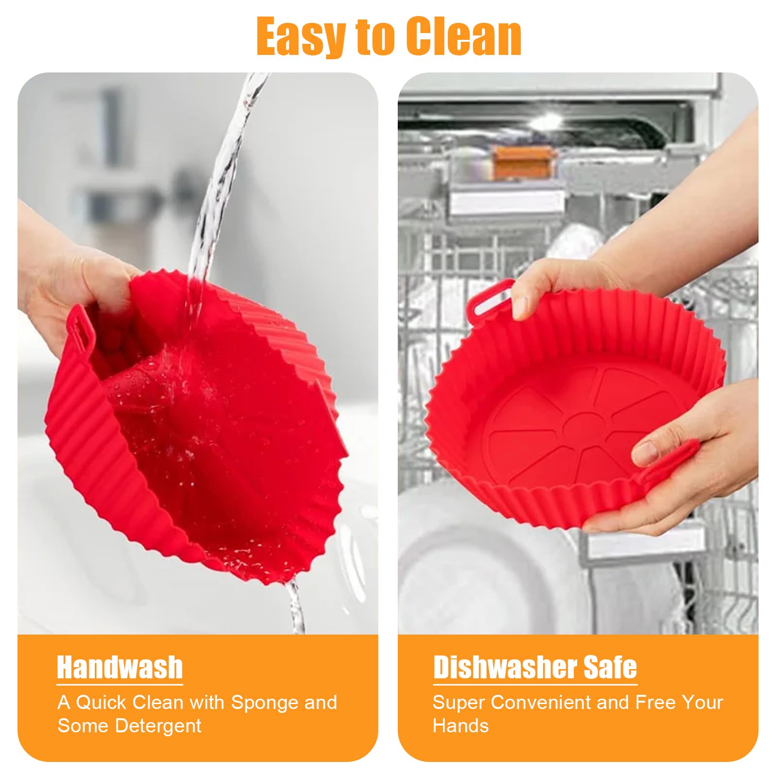 Air Fryer Liners - 4 Pack Reusable Silicone -6