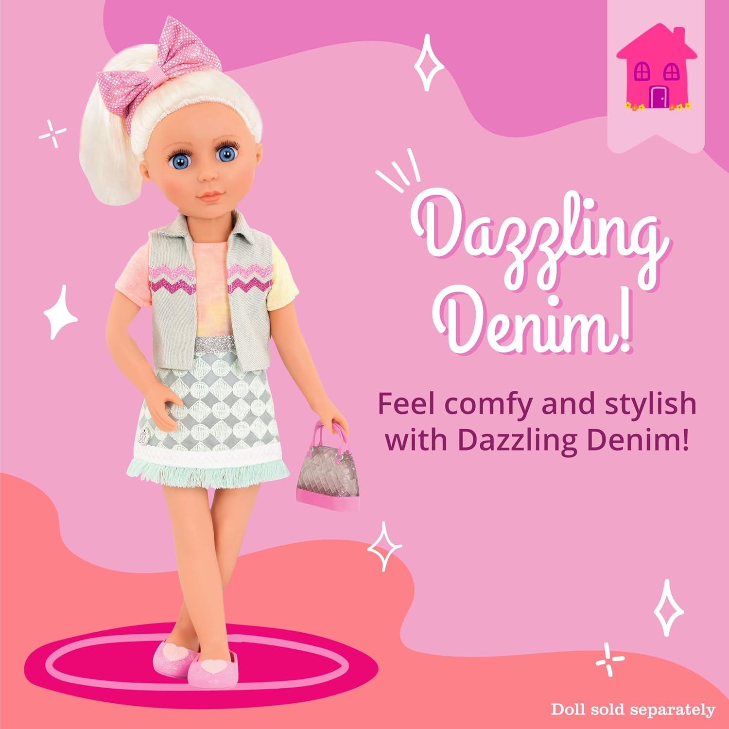 Glitter Girls – Dazzling Denim Skirt & Top Deluxe Outfit - 14-inch Doll Clothes & Accessories for Girls Age 3 & Up (GG50091Z)