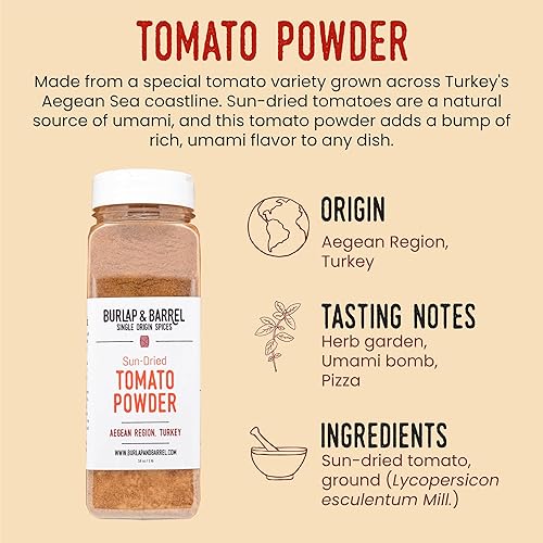 Miniatura 2 de Burlap & Barrel Tomate en polvo secado al sol  Umami profundo y picante sabroso para palomitas de maíz, pollo frito, salsas y ensaladas  Como se ve