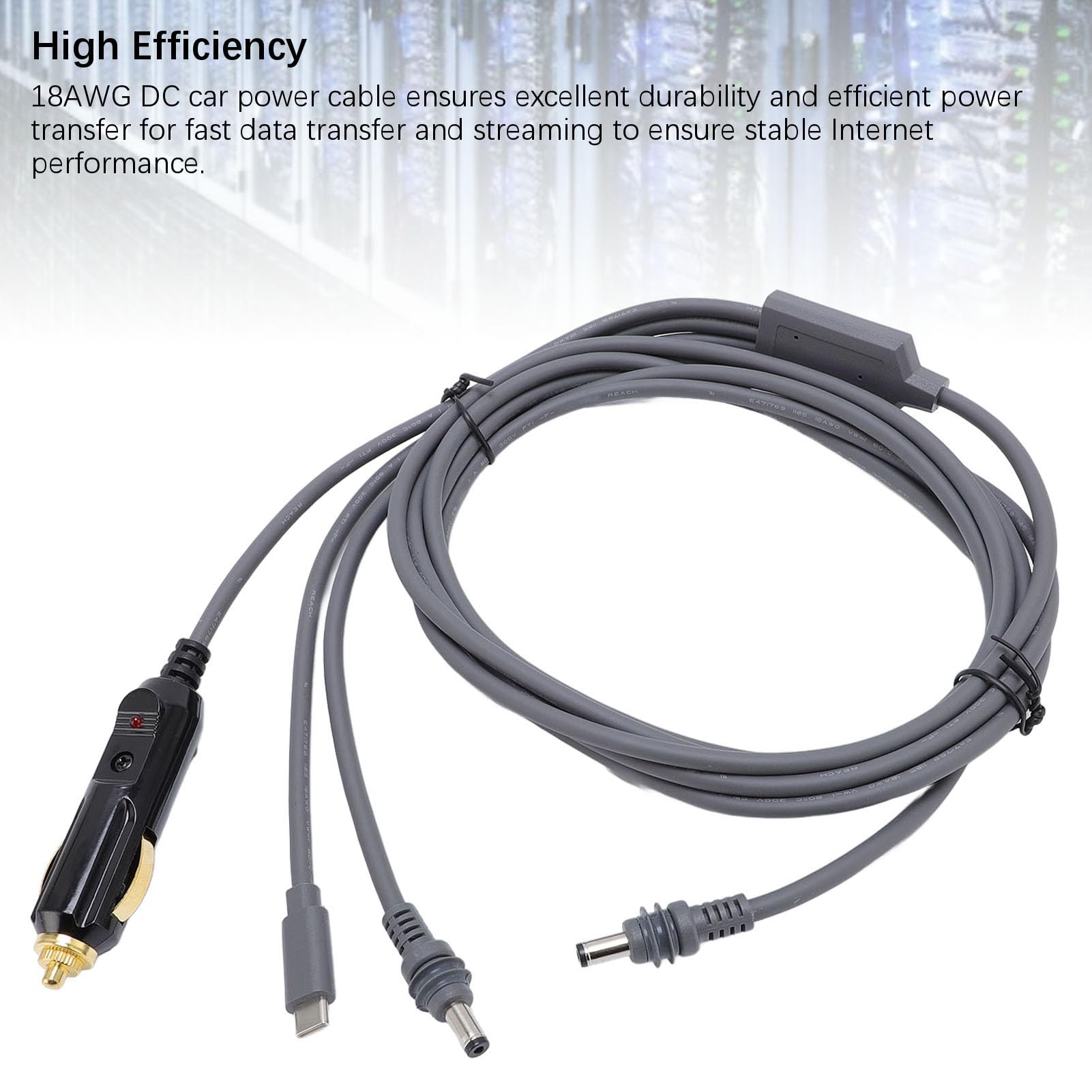 Topiky Kabel Zasilający Prądu Stałego Wygodna ładowarka Samochodowa 12V-24V do Codziennego Użytku Guma Miedź Plastik (#5)