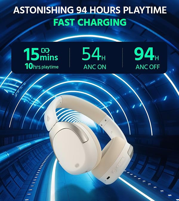 Edifier W830NB Wireless Over Ear Headphones, 94H Playtime, Ivory by Edifier - Used condition - Image 5