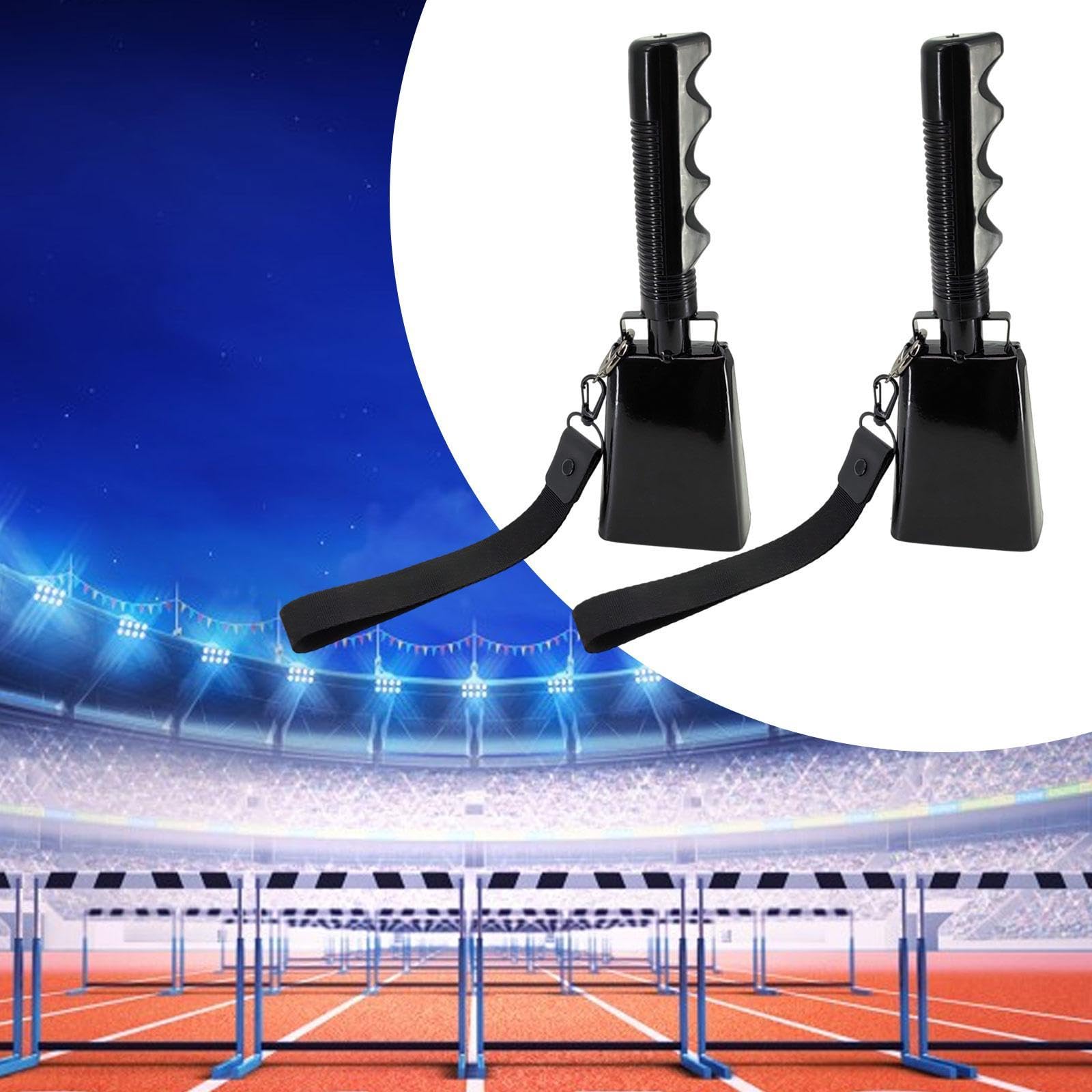 Garende 2Pcs Cowbells for Sporting Events Cheering Bells Sturdy Call Bells Noise Makers for Weddings Concerts Parties Football Games, Black
