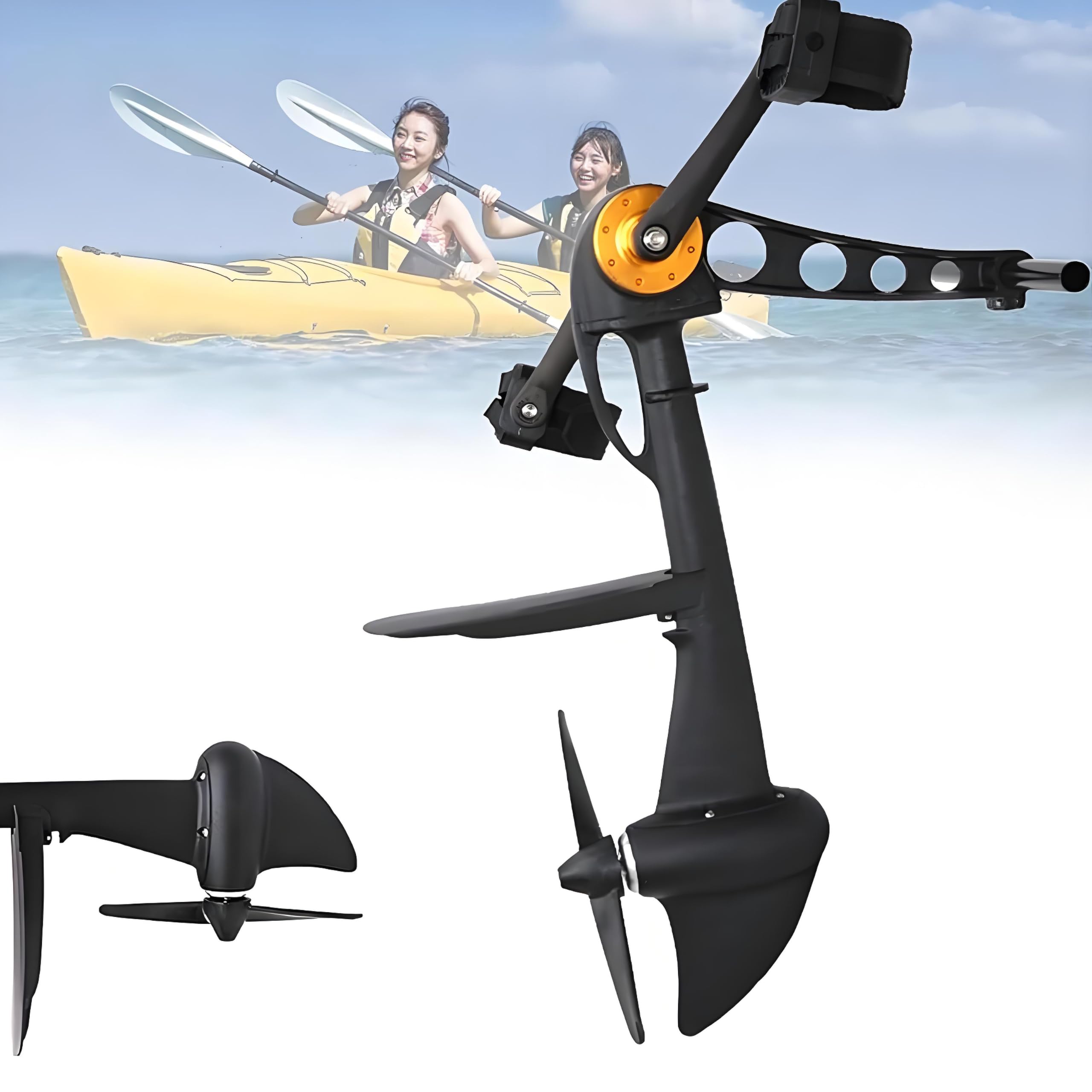 Universelles Ersatz-Antriebsmodul für Kajak-Pedalantriebe – fußbetriebenes Pedalantriebssystem mit Unterwasser-Befestigungsclips, kompatibel mit Schlauchbooten und herkömmlichen Angelkajaks