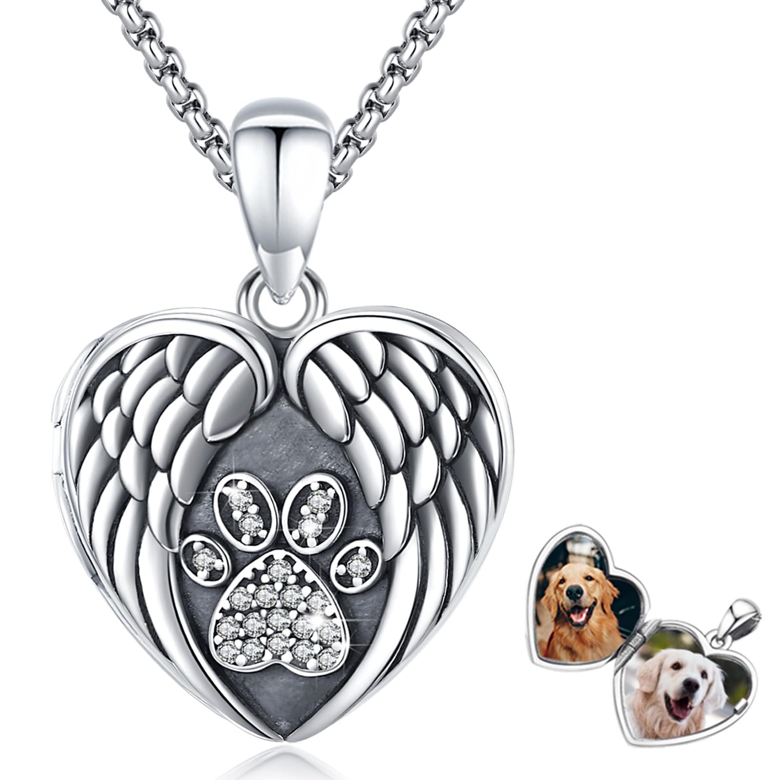 Eusense Collana con Medaglione in Argento Sterling per Foto, Collane Medaglioni, Ciondolo Foto con Albero, Foto Gioielli per Donne Ragazze