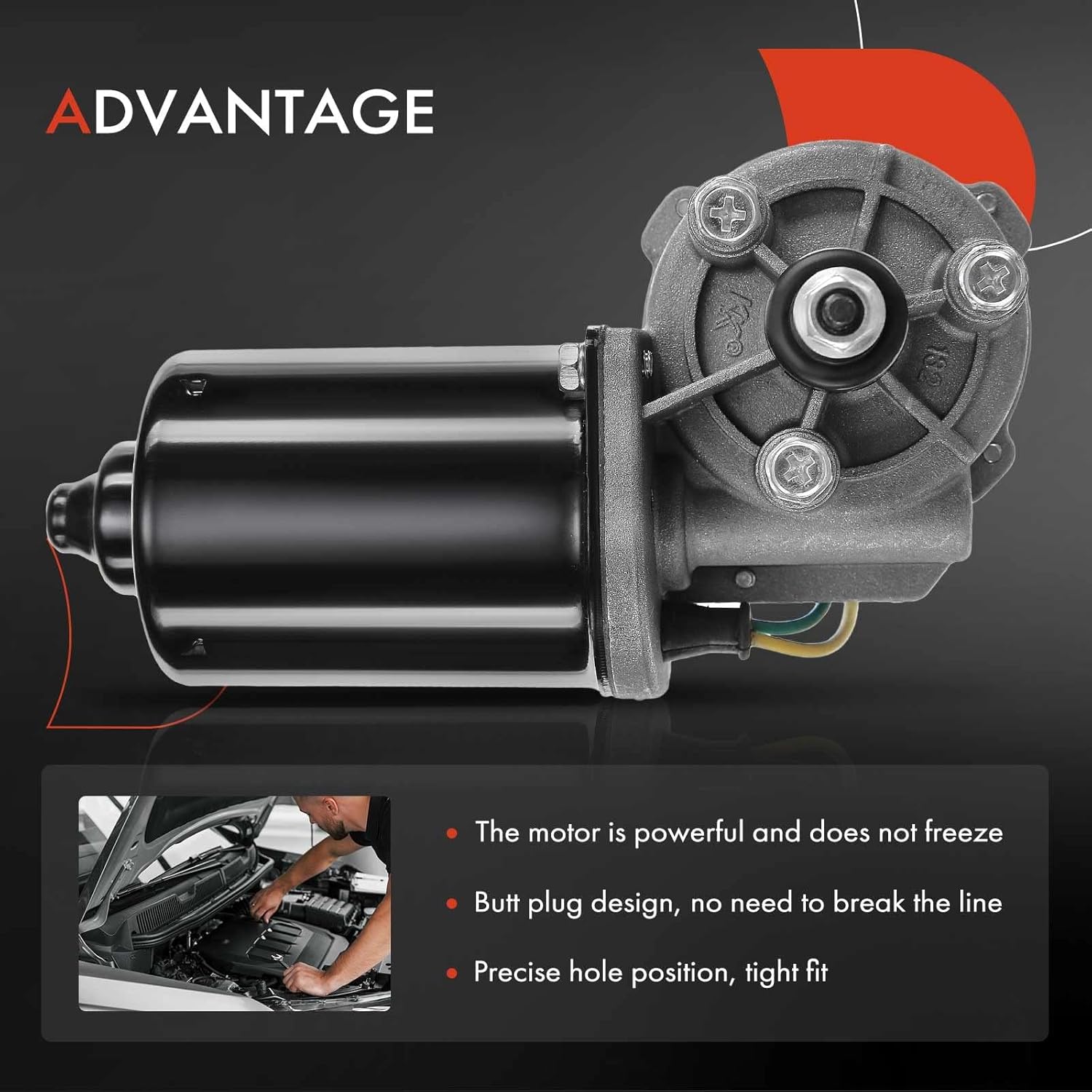 A-Premium Front Windshield Wiper Motor Compatible with Dodge Ram 1500 2500 3500, Dakota, Lancer, Shadow, Spirit, Dynasty, Monaco & Chrysler Dynasty, Lebaron & Eagle Premier & Plymouth Acclaim, 4-Pin