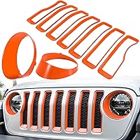 Vista 10 de Insertos de malla de parrilla frontal y cubierta de faros para Jeep Wrangler JL JLU Sport & Sport S solamente 2018-2023 Accesorios exteriores