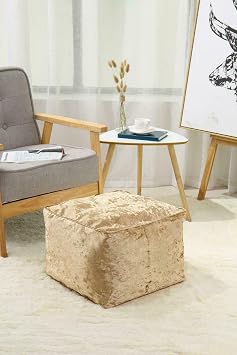 Modern Glam Velvet Square Bean Bag Cover only pac of 1 pc Gold