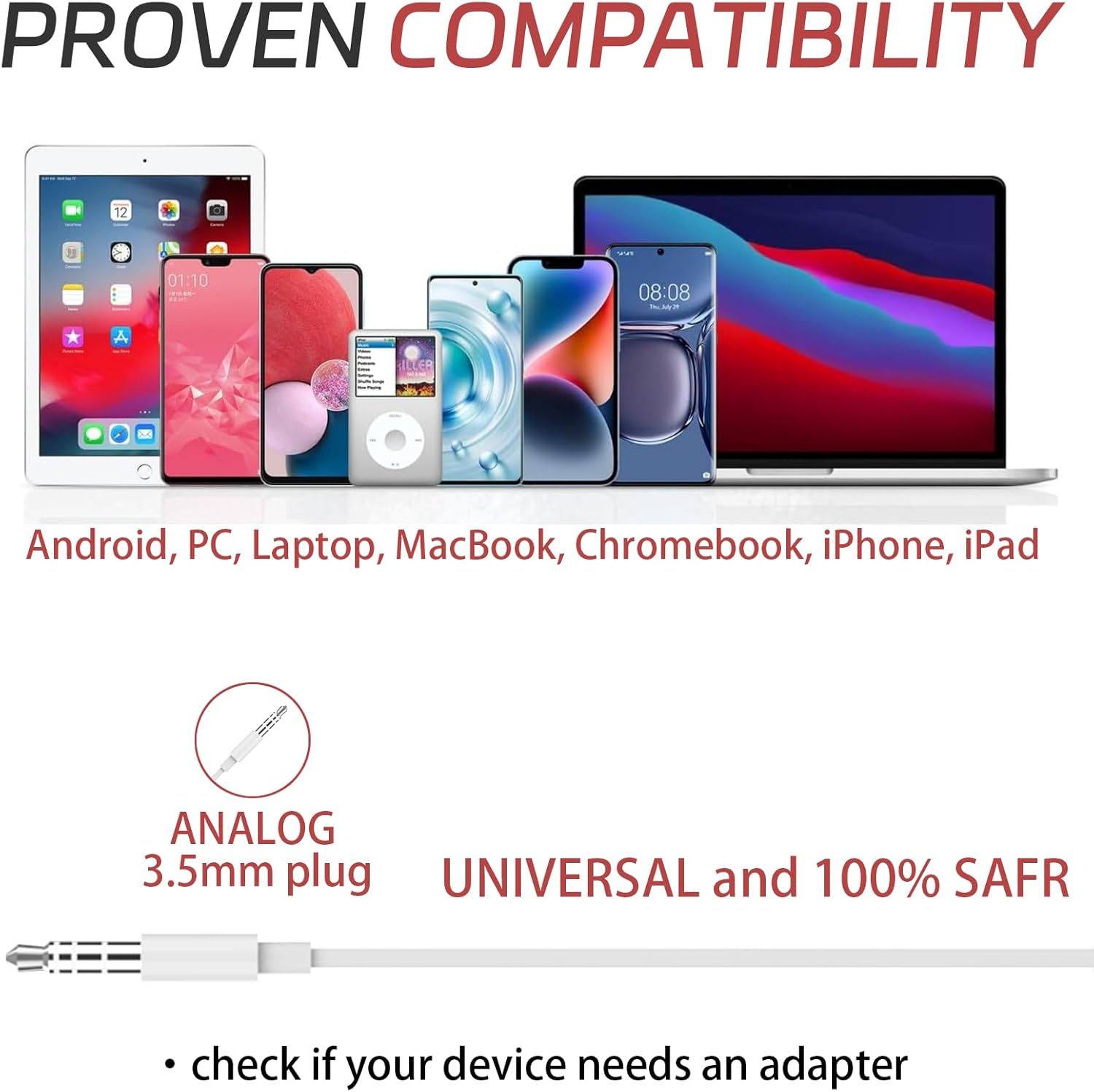 BENEWY ME-530 earbuds connected to a smartphone via 3.5mm jack