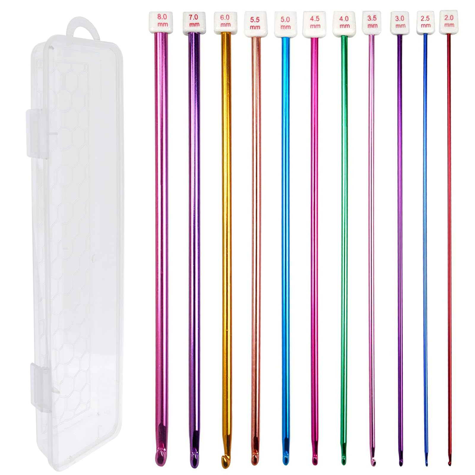 Uncinetto Set, Set di Uncinetti in Alluminio Multicolore Set, Uncinetto Professionale Kit, Ferri da Maglia Ergonomici in Alluminio, per Principianti, Appassionati Lavoro Maglia, 2mm-10mm, 36 Pezzi