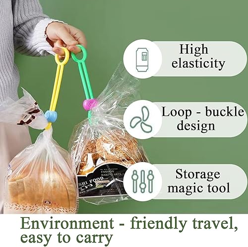 Miniatura 3 de Explainout - Sellador multiusos, sellador multiusos, lazos de sellado multiusos reutilizables, alta elasticidad, organizador de cordón elástico para