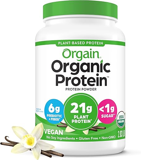 Orgain 植物性有機プロテインパウダー 920g Organic Protein Plant Based Powder, Sweet Vanilla Bean 2.05 lb