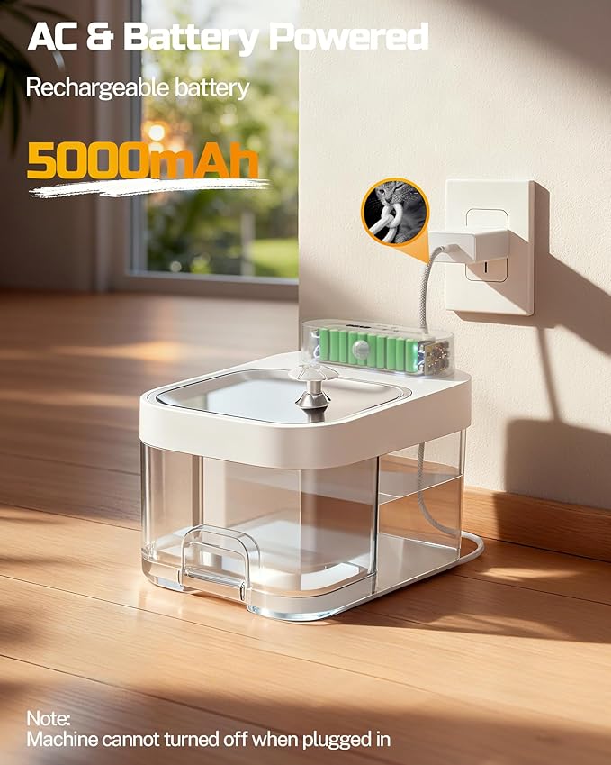 Fuente de agua para gatos ODSD, 3L, con app y batería recargable miniatura 5