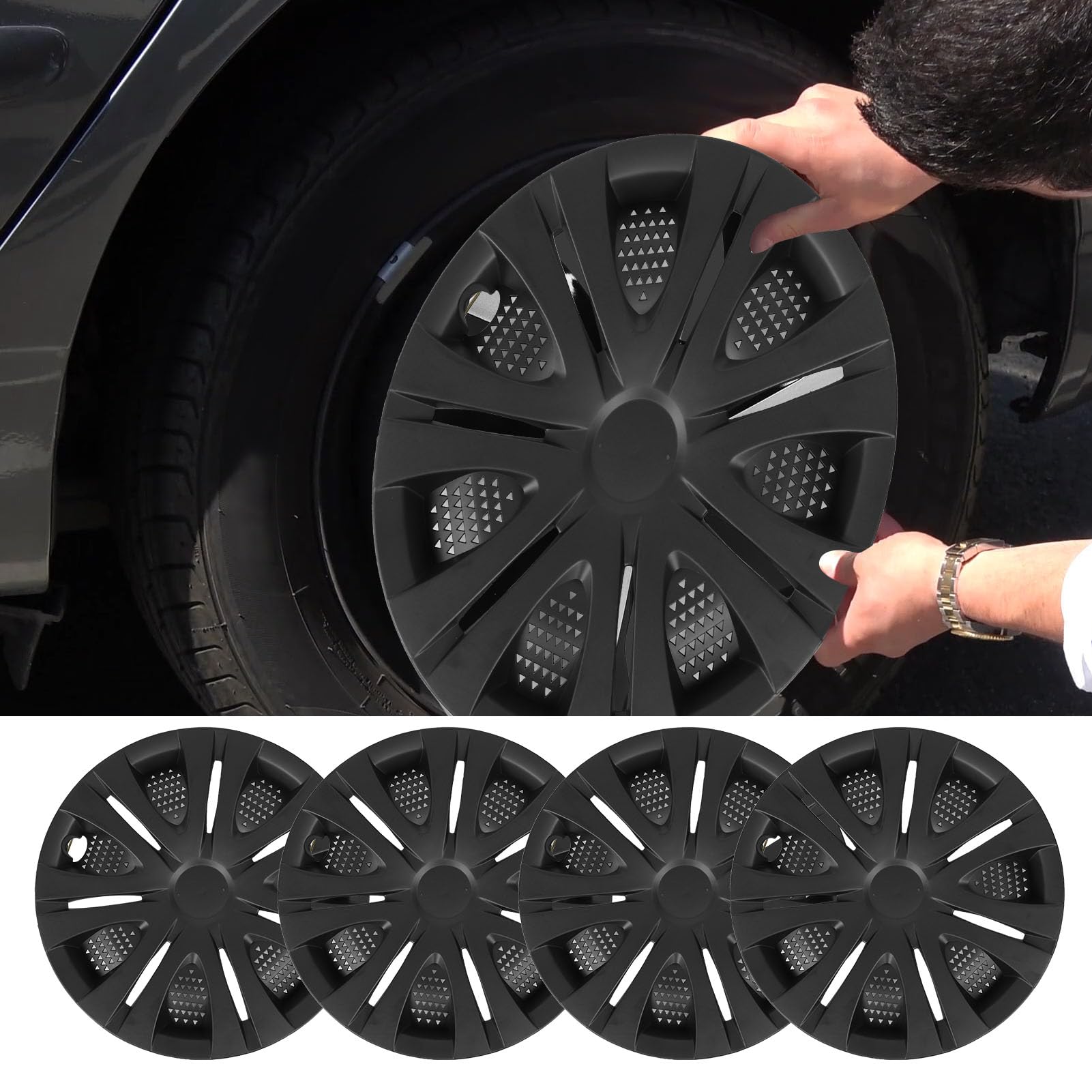 4PCS 13in Moyeu de Roue Mat Snap on Utilisation Durable Repl 4PCS 13in Moyeu de Roue Mat Remplacement pour, Panda, Twingo de Enjoliveur w