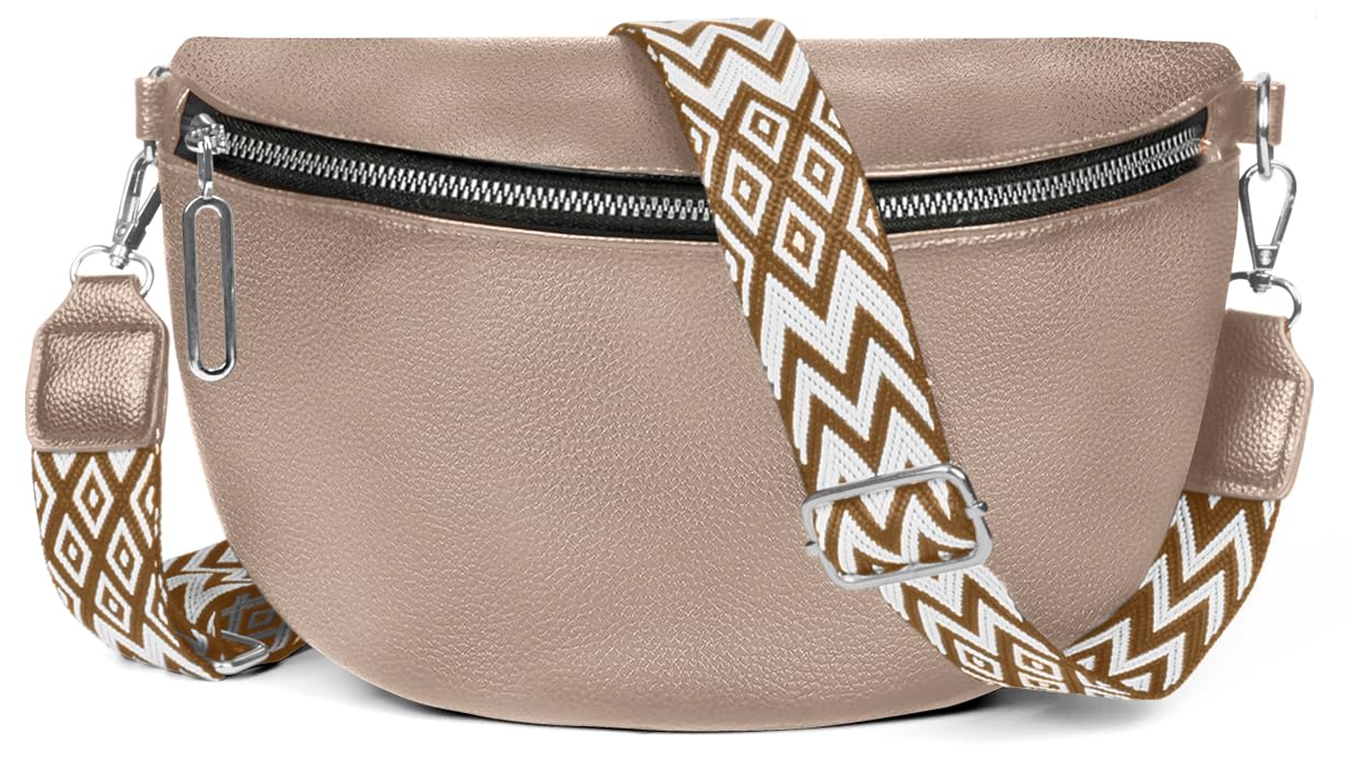 Bolso de Mujer Señoras Pequeño, Bolso Crossbody Señoras Correa Ancha, Riñonera Señoras Estiloso Cuero Repelente al Agua, Elegantes Bolsos Modernos con Correa de Mujer Desmontable