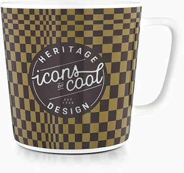 Porsche Heritage Icons of Cool Collectors Cup, Gold and Black Checkered Pattern, 500ml Porcelain Mug with Pascha Design, Limited Edition no. 9