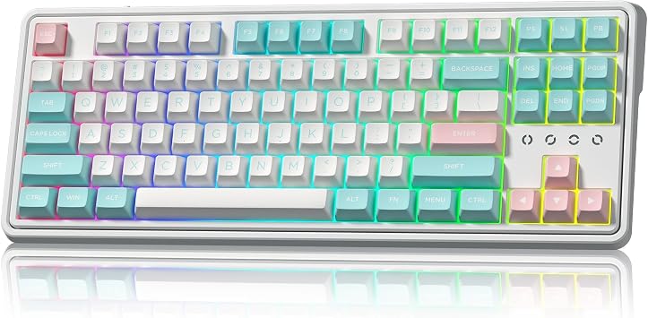 75% Keyboard, Wireless Gaming Keyboard, 3-Modes Creamy Mechanical Keyboard Hot-Swap with Pre-lubed Linear Switch for PC/Tablet/PS/Xbox White