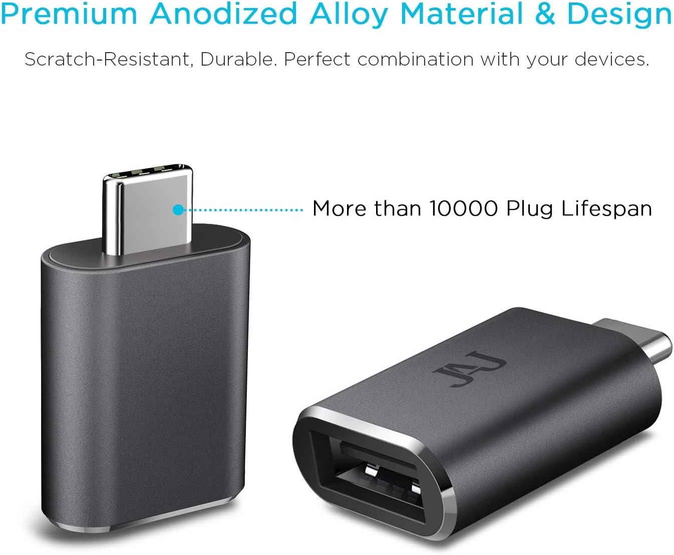 JAJ USB C to USB Adapter [2-Pack],Type a to Type c Adapter,Thunderbolt 3 to USB 3.0 Adapter Compatible with MacBook Pro,Samsung Galaxy Note 8,S9,S10,Microsoft Surface Go More