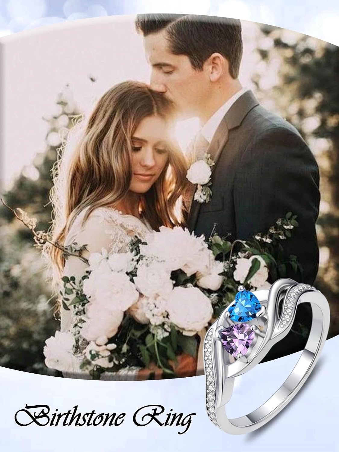 Mothers Day Gifts for Women Double Heart Birthstone Ring Statemet Engagement Eternity Wedding Promise Rings Infinity Jewelry Anniversary for Women Wife Girlfriend