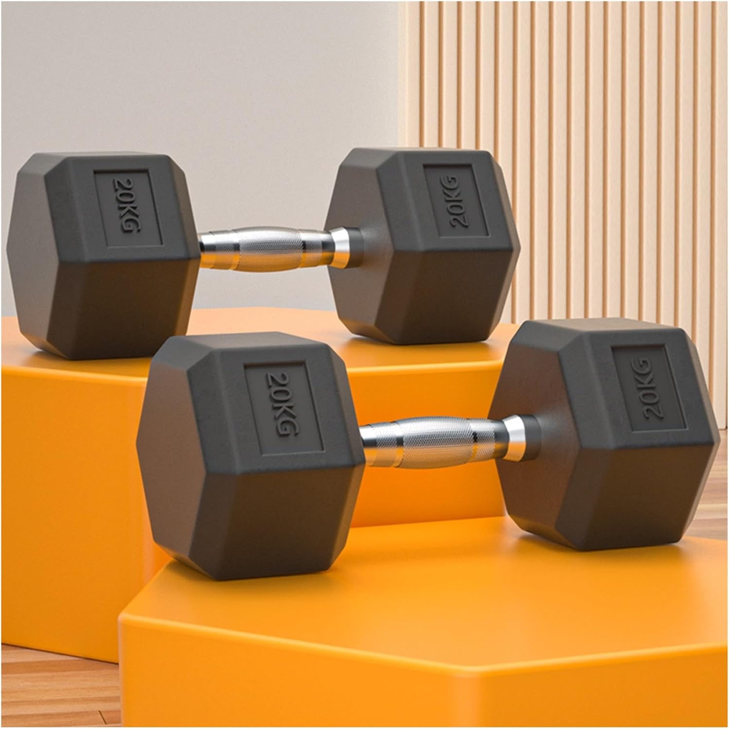 Hex Dumbbell Set, 2.5-30 kg Rubber Coated Cast Iron Hex Dumbbell with Non-Slip Knurled Handles for Home Gym Strength Training for Men and Women(20 kg Pair)