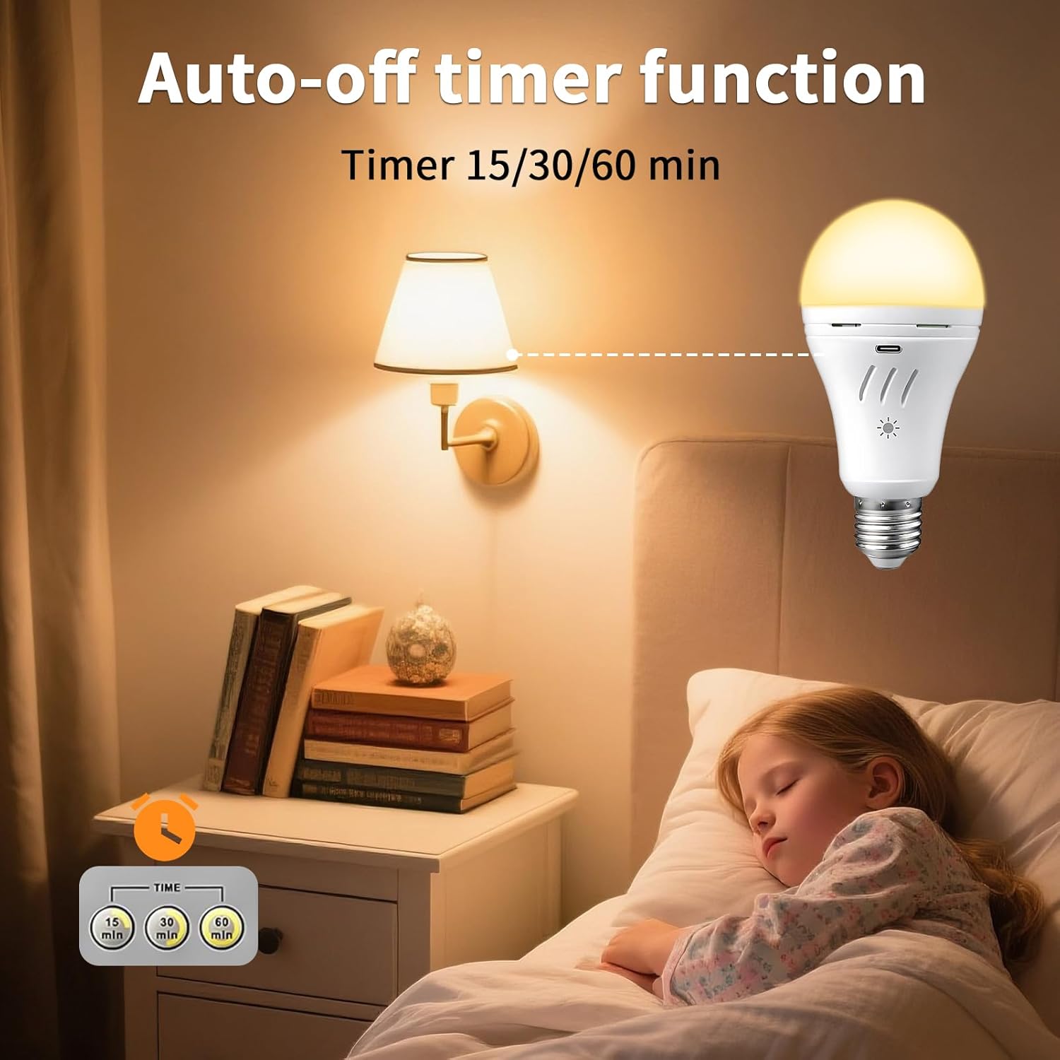 A19 Rechargeable Emergency Light Bulb with Remote, E26 USB Dual Charging, 3 Color Dimmable LED, Touch Hardwired Battery Powered Backup Bulb for Power Outage, Hurricane, Camping Outdoor