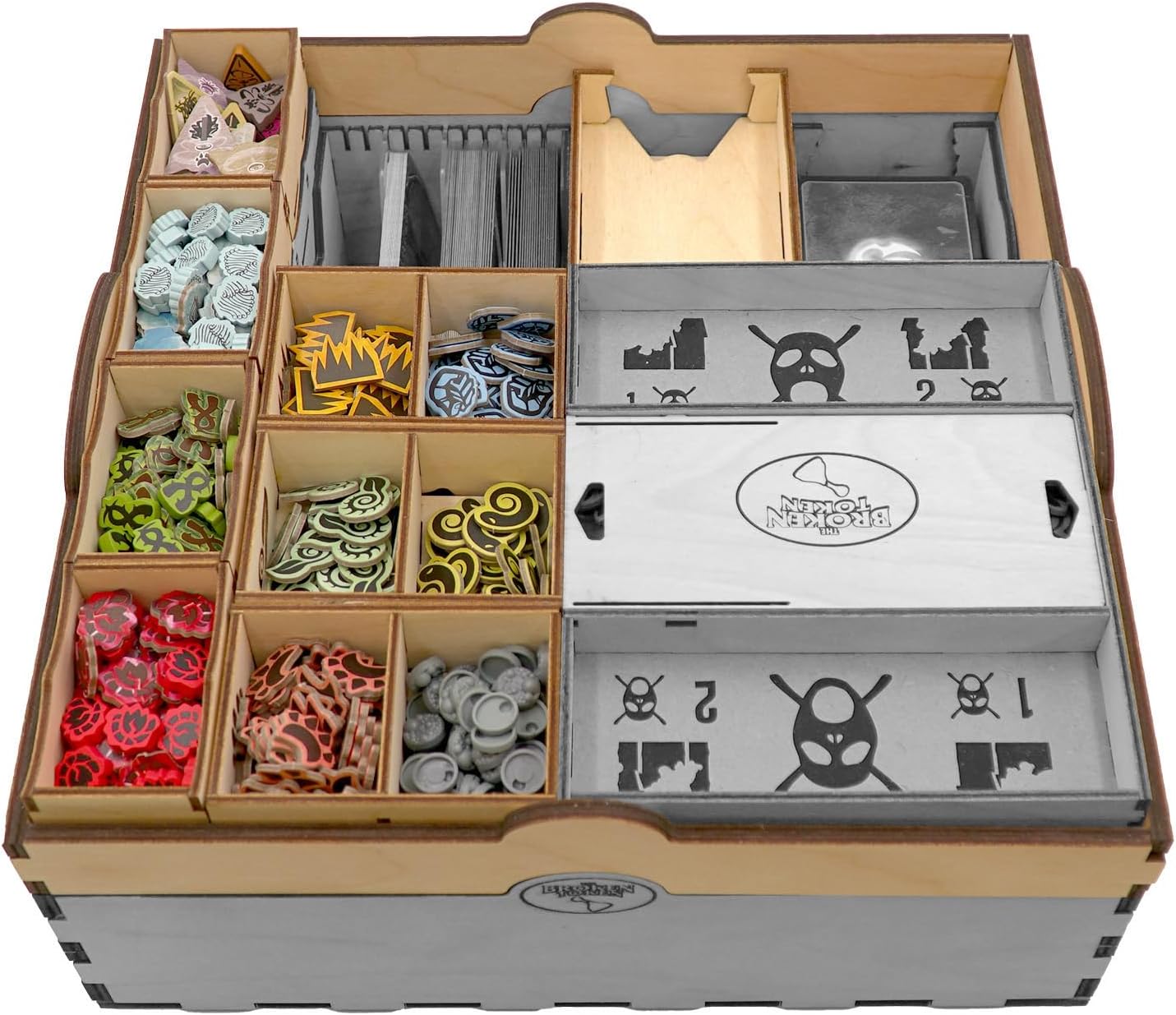 The Broken Token Spirit Island Nature Incarnate Compatible Game Crate Expansion - Wooden Storage Box with Multiple Trays