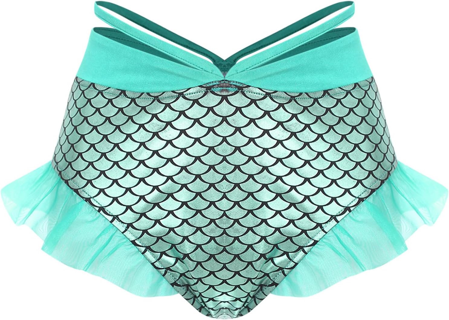 Womens Mermaid Booty Shorts Fish Scale Print Halloween Rave Dance Party Cosplay Costume