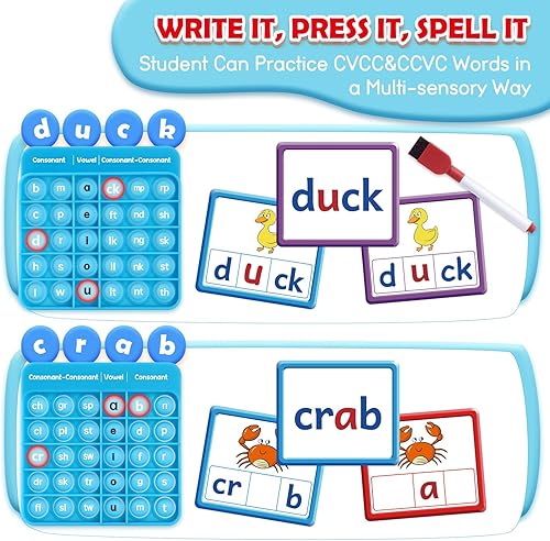 Miniatura 3 de Torlam CVCC y CCVC Juegos de palabras, palabras a la vista, tarjetas flash de ortografía, lectura, aprendizaje de fonética, juguetes para niños,