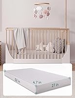 Vista 2 de BABELIO - Colchón de espuma viscoelástica para cuna de bebé y niño pequeño de doble cara tamaño estándar, con funda impermeable extraíble