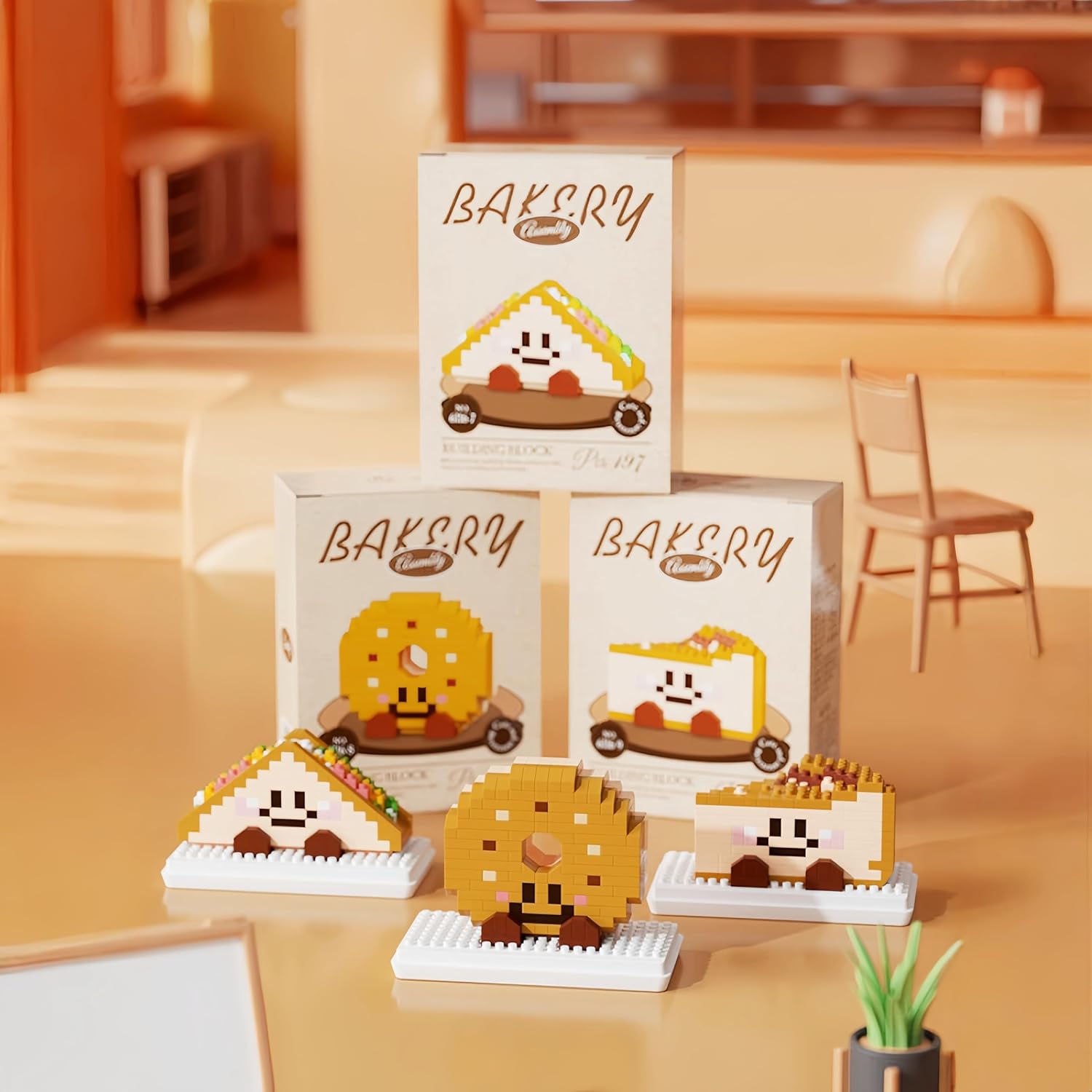 QMEAKMONY Mini Building Blocks ‌Bread‌ Sets Cute Micro Mini ‌Bread‌ Building Bricks for Adults Micro Nano Bricks Perfect Party Favors for Teenagers. (9 Sets)