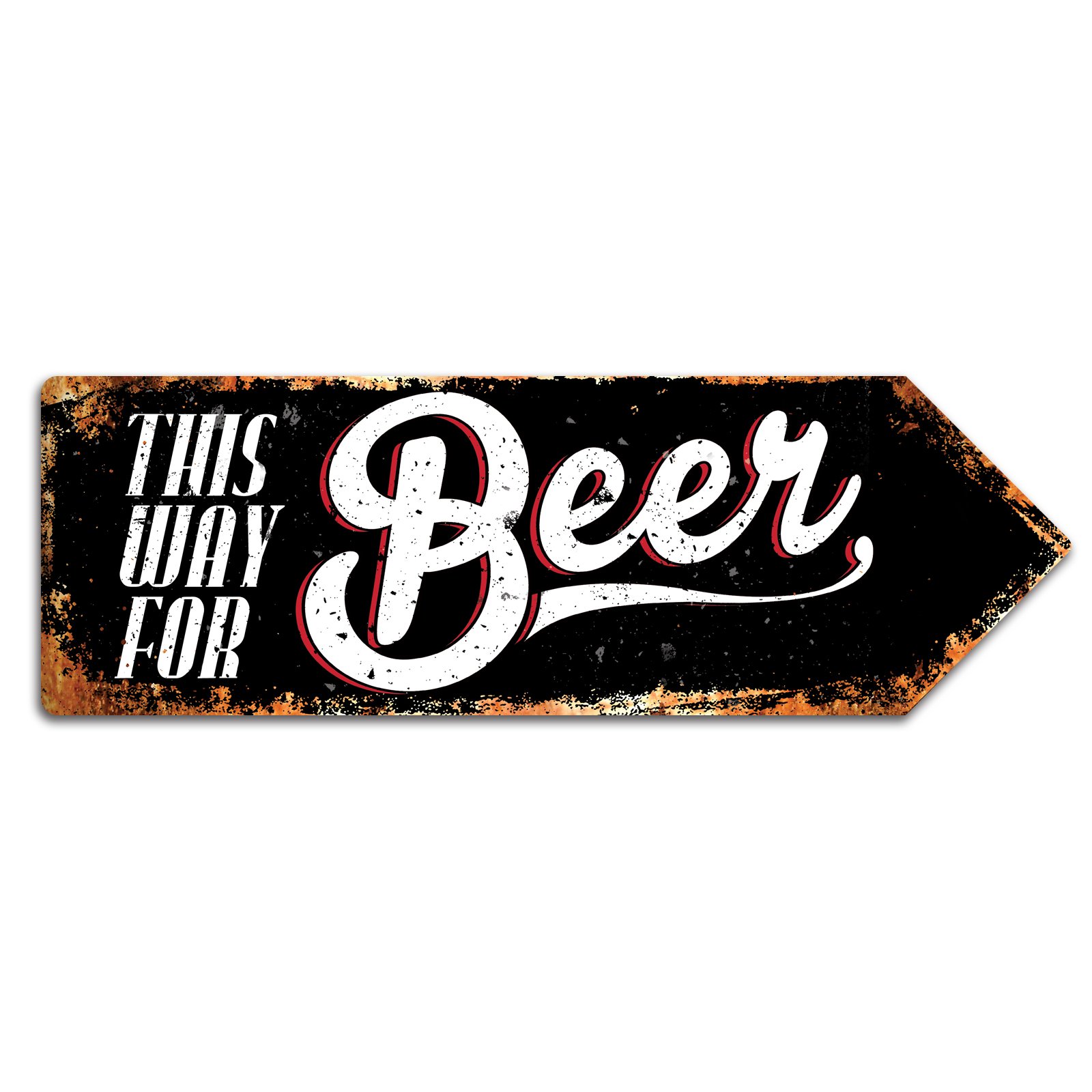 Cirrus Black This Way For Beer (Black) Arrow Sign - Metal Wall Sign Plaque Art