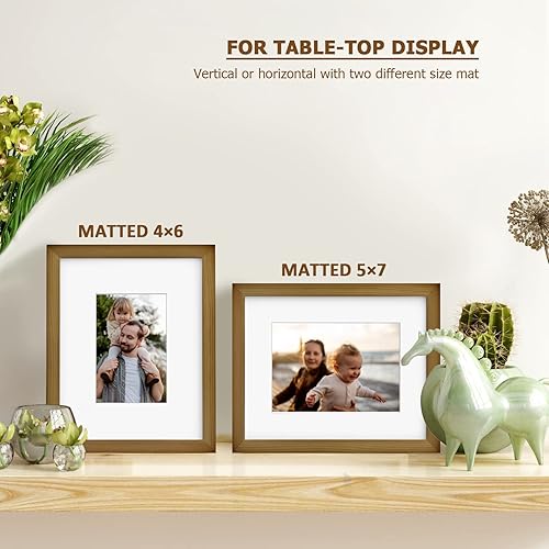 Miniatura 5 de KINLINK Marcos de fotos de 8 x 10 pulgadas, marcos de madera marrón con plexiglás acrílico para fotos de 4 x 65 x 7 con paspartú o de 8 x 10