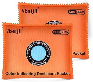 500 Gram (2 Pack) Color-Indicating Desiccant Packs for Storage, Rechargeable Silica Gel Packets, Dehumidifier for Cars, Gun Safe, 3D Filaments, Safe, Electronics