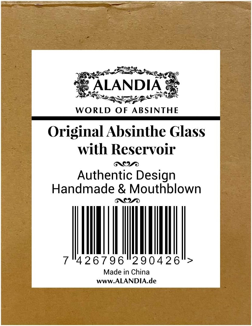 ALANDIA Original Absinthe Glass Set of 2 | With Reservoir | Mouthblown Glass (not pressed)