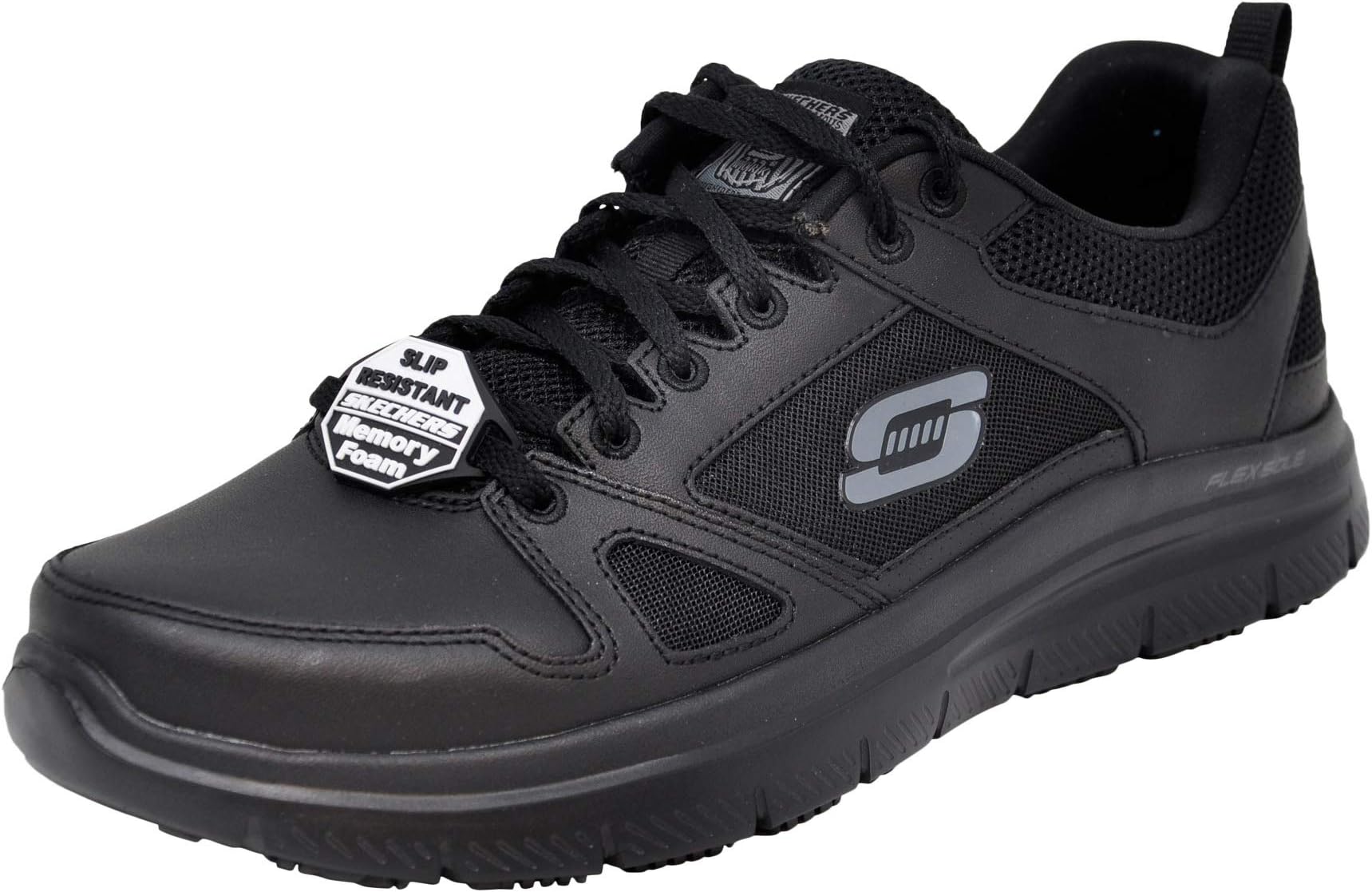 Men's Flex Advantage SR Black/Black Work Shoe 8 W US