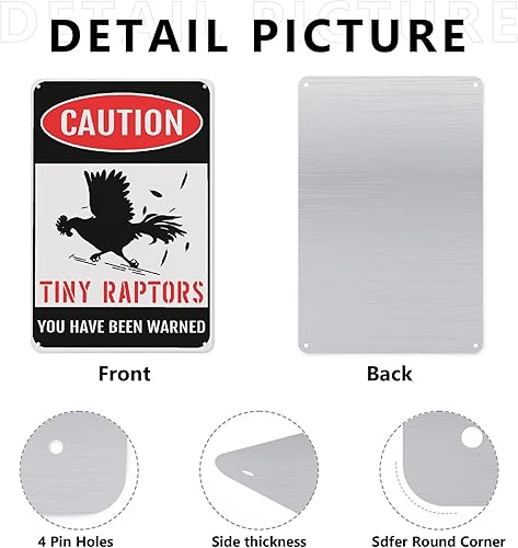 Miniatura 2 de Letrero de metal para decoración de pared, divertidos carteles de lata de gallinero de Raptors, carteles artísticos de pared para el hogar,