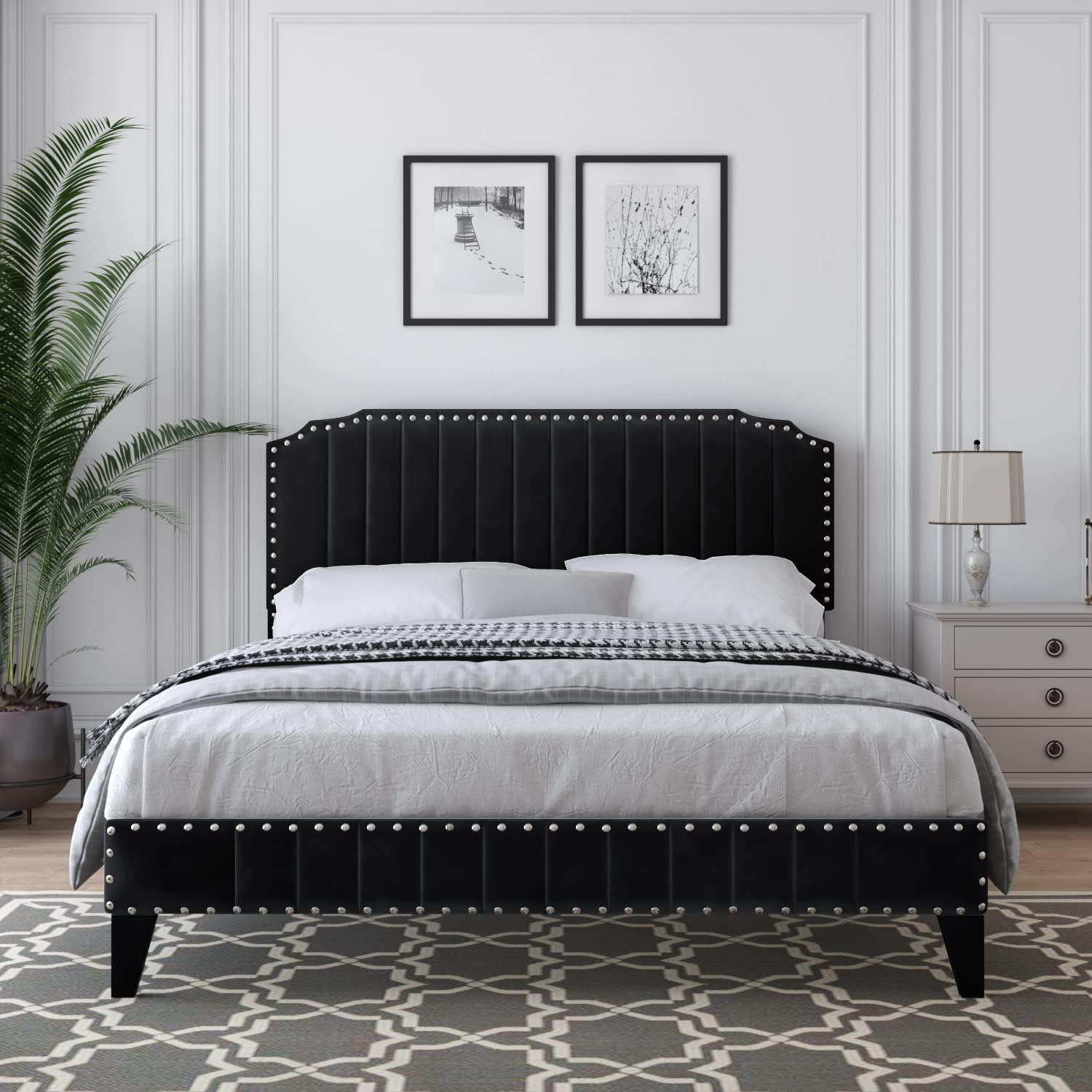 Amazon.com - Catrimown Full Size Bed Frame Upholstered Platform Bed ...