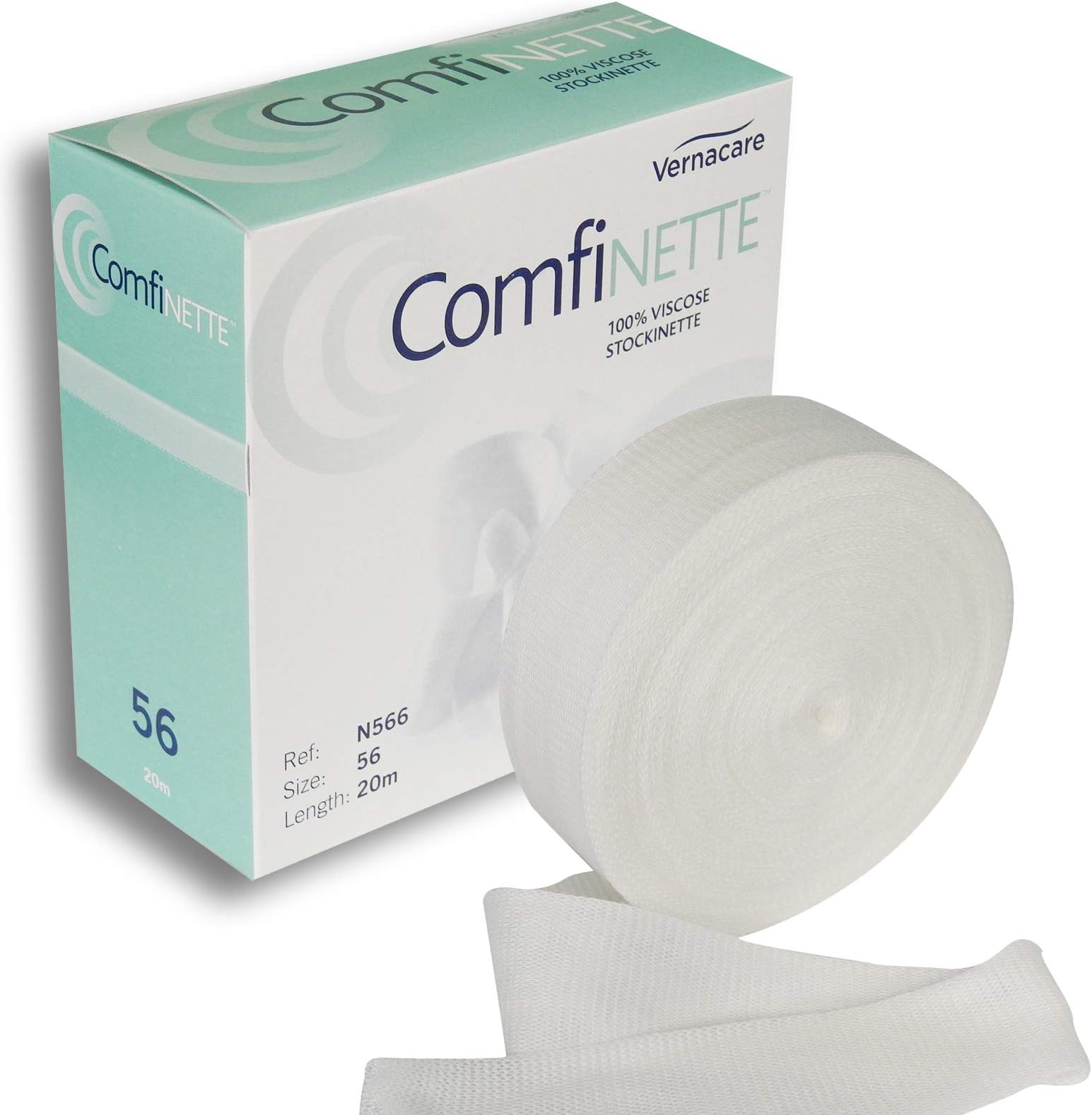 Comfinette Size '56' Tubular Viscose Stockinette Dressing - Unstretched Width 7.5cm - Ideal for Medium Sized Adult Limbs - 20m Length (1 Box)