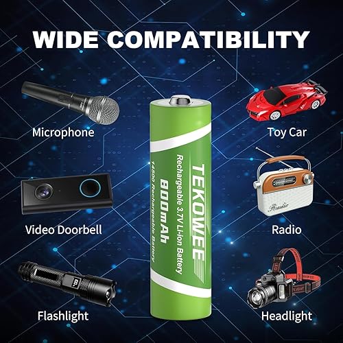 Miniatura 2 de Paquete de 4 baterías recargables 14500, baterías recargables de iones de litio de 3.7 V, 800 mAh para faro, linterna, cámaras de juguetes