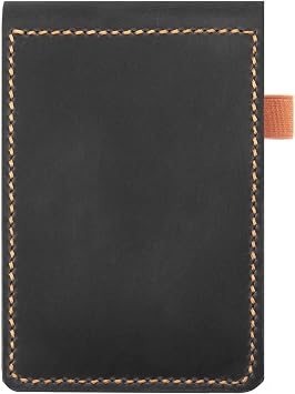 Real Genuine Leather Notepad Cover For Mini Pocket Notebook 3" X 5", Leather Cover For Rite In The Rain Top-Spiral Notebook,Customized Gift Black