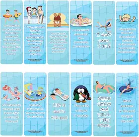 Creanoso Marcadores de página divertidos com citações de piscina (5 conjuntos x 6 cartões) – Conjunto de cartas inspiradoras diárias – Cortadores de página de livros interessantes – Ótimas recompensas