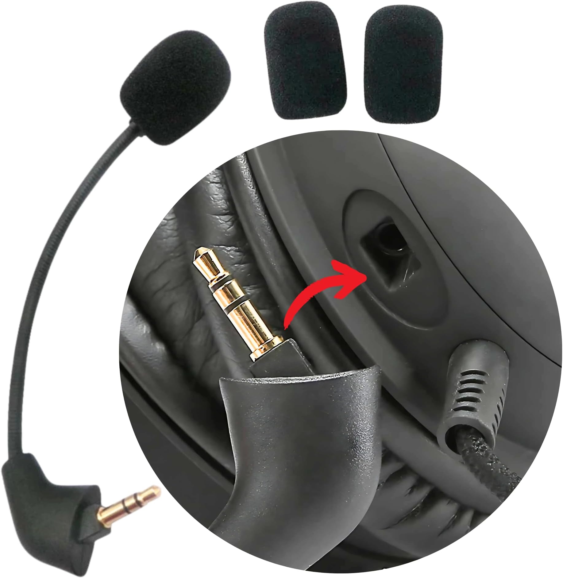 Replacement Mic for HyperX Cloud, Cloud X, Cloud II, Cloud Core, Cloud Pro Silver (Old Version Before 2021) – Noise Cancelling Boom Microphone Compatible with Gaming Consoles, PC, 3.5mm Jack