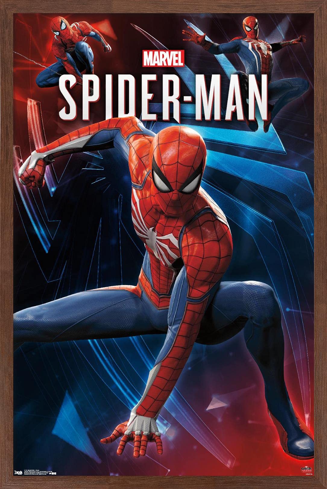 Trends International Marvel Comics - Spider-Man - Poses Wall Poster, 22.375" x 34", Mahogany Framed Version