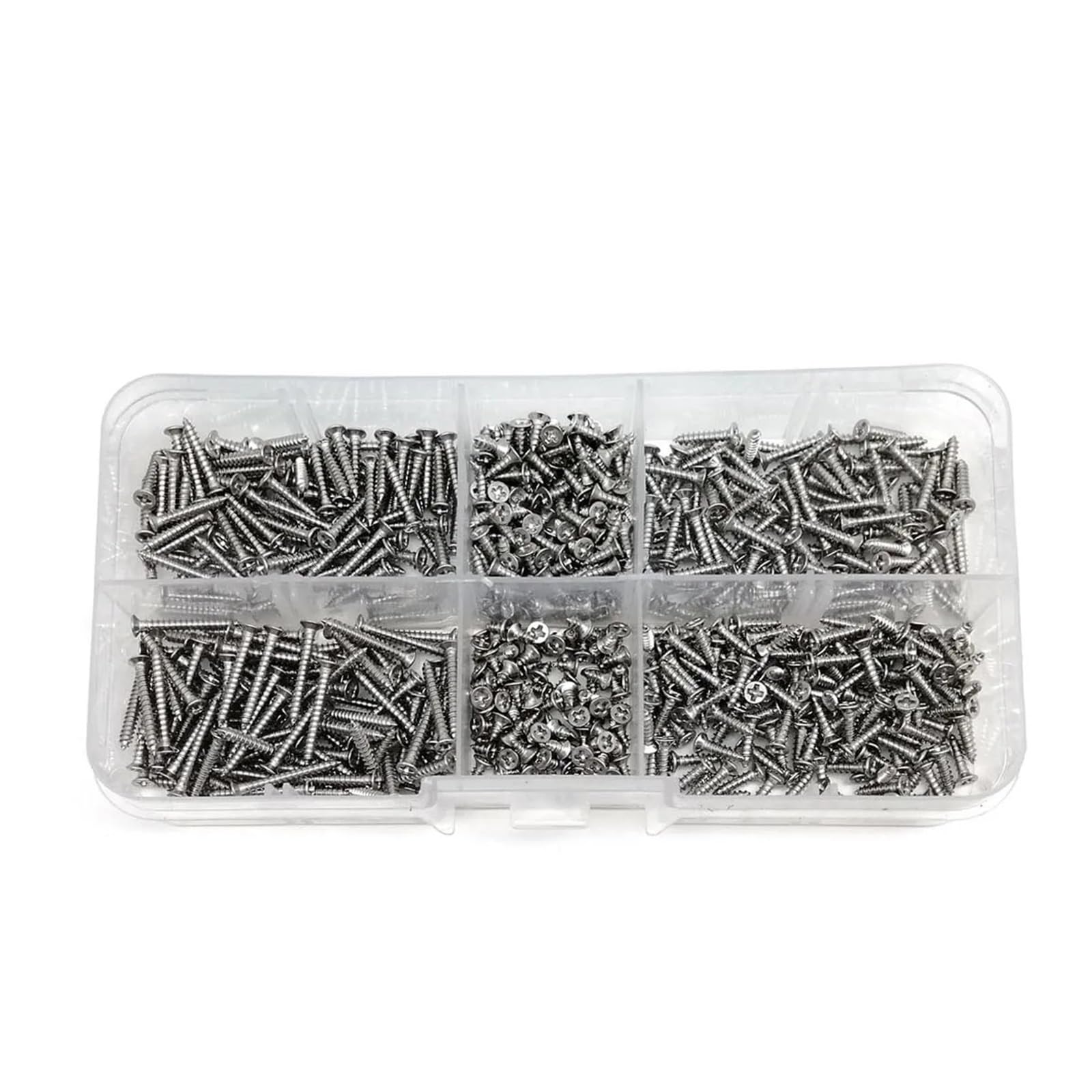1 caja Mini juego de mezcla de tornillos autorroscantes de cabeza avellanada plana de acero inoxidable 304(M3)