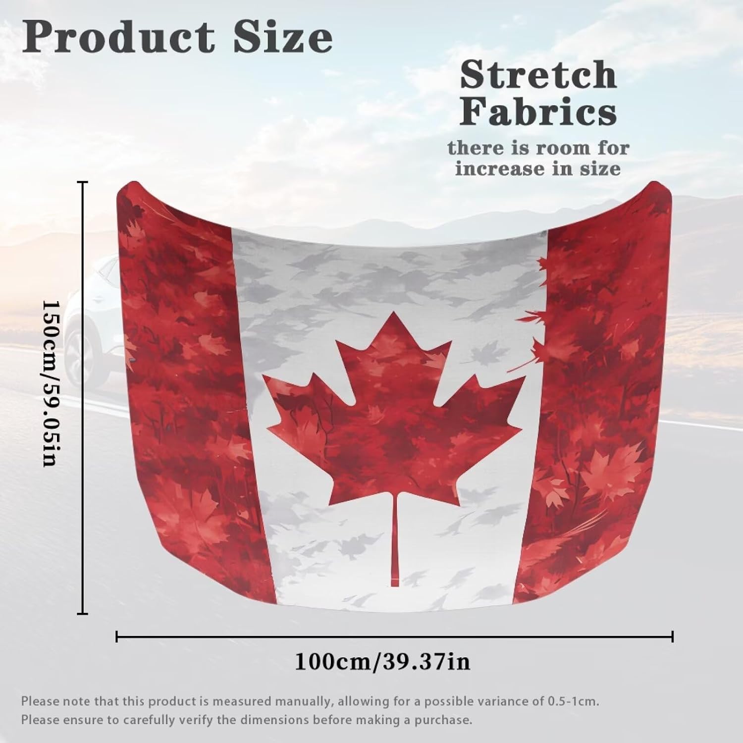 Canada Flag Car Hood Cover Windshield Snow Cover Ice Frost Removal Cover Wiper Protector Fist Most Cars SUVs Trucks Pickups All Weather Protection